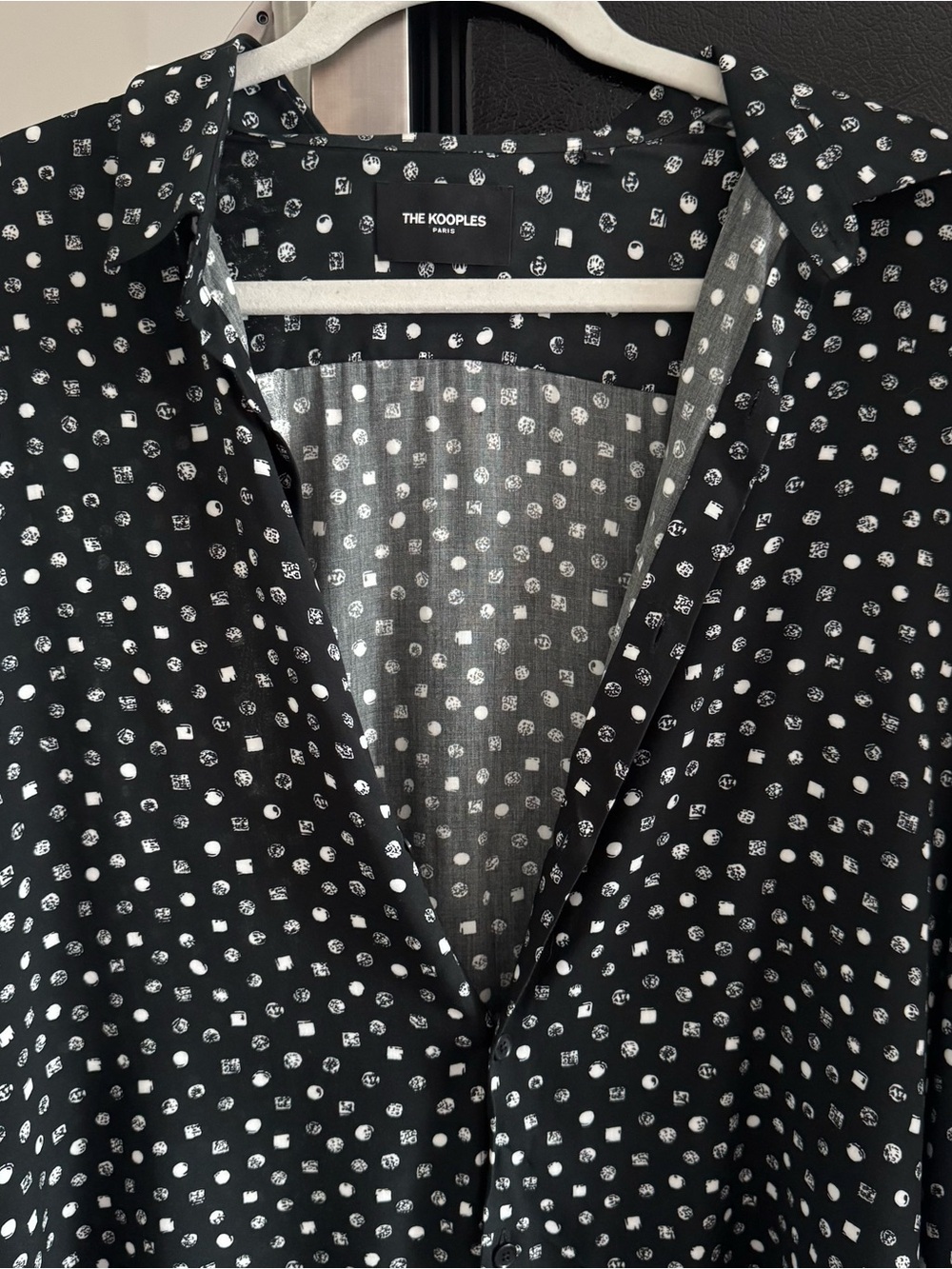 The Kooples Black Shirt with White Spot Print